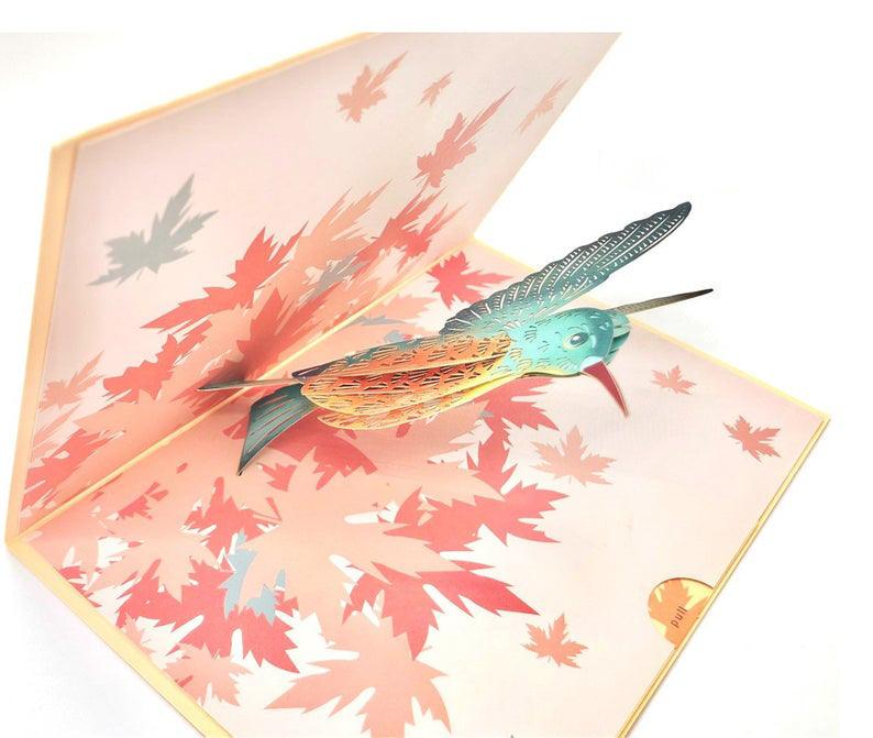 Handmade 3D Pop Up Hummingbird Bird Greeting Card Birthday, Family, Friend, Anniversary, Love, Thank You, Sympathy, Christmas, Thanksgiving - Lasercutwraps Shop