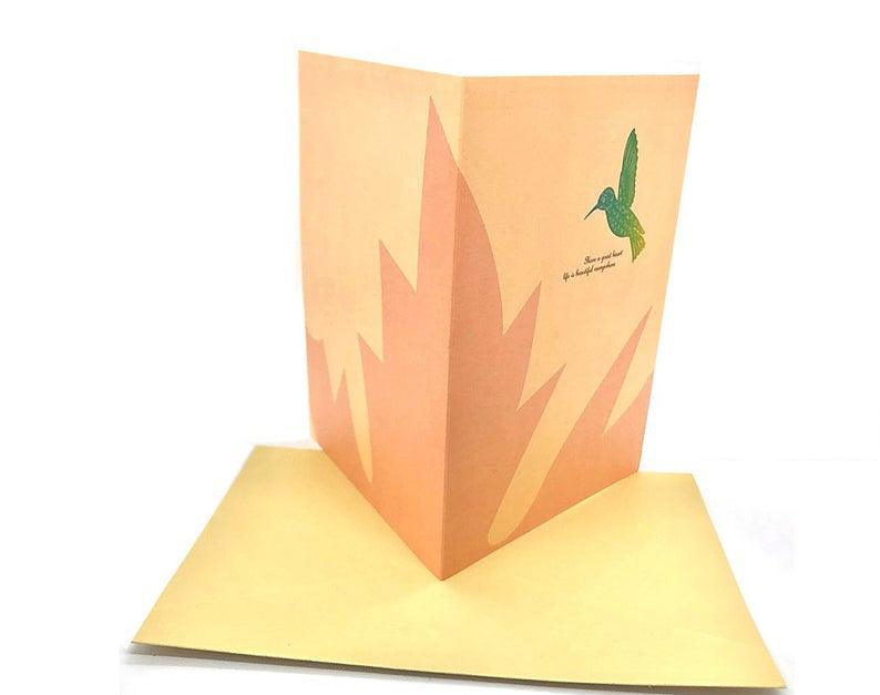 Handmade 3D Pop Up Hummingbird Bird Greeting Card Birthday, Family, Friend, Anniversary, Love, Thank You, Sympathy, Christmas, Thanksgiving - Lasercutwraps Shop