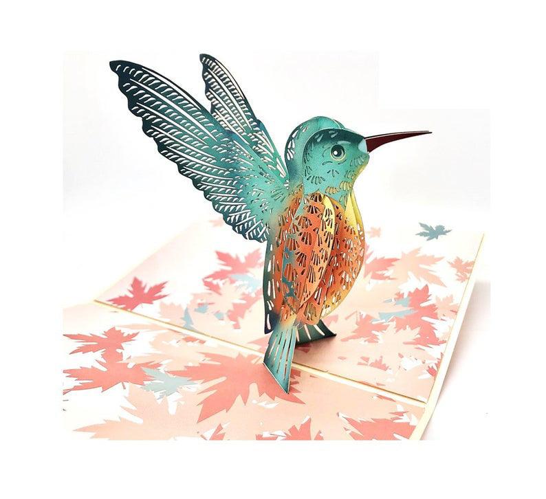 Handmade 3D Pop Up Hummingbird Bird Greeting Card Birthday, Family, Friend, Anniversary, Love, Thank You, Sympathy, Christmas, Thanksgiving - Lasercutwraps Shop