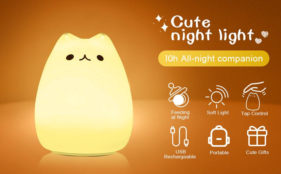 Cute Night Light, Cat Lamp USB Rechargeable Silicone Gifts - Lasercutwraps Shop
