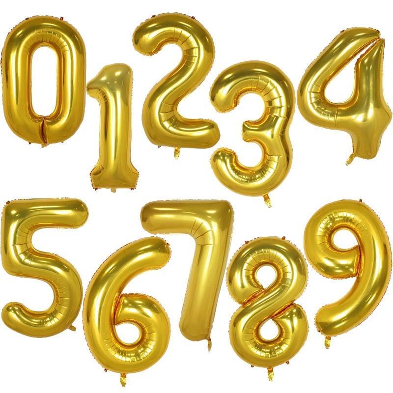 40Inch Big Foil Birthday Balloons Helium Number Balloon 0-9 Happy Birthday Wedding Party Decorations Shower Large Figures Globos Gold - Lasercutwraps Shop