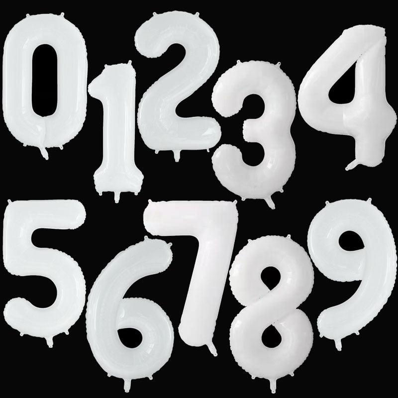 40Inch Big Foil Birthday Balloons Helium Number Balloon 0-9 Happy Birthday Wedding Party Decorations Shower Large Figures Globos White - Lasercutwraps Shop