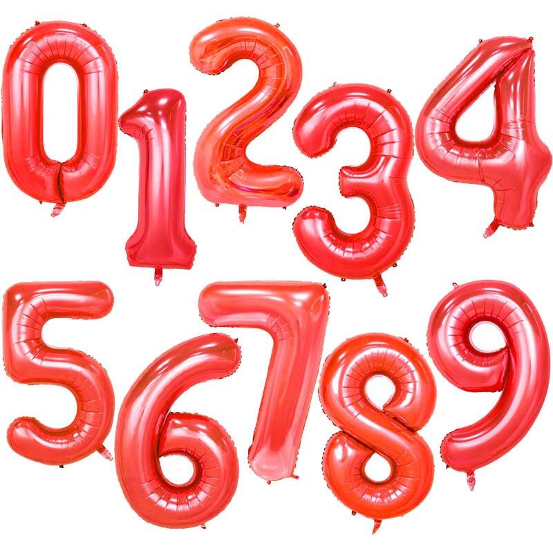 40Inch Big Foil Birthday Balloons Helium Number Balloon 0-9 Happy Birthday Wedding Party Decorations Shower Large Figures Globos Red - Lasercutwraps Shop