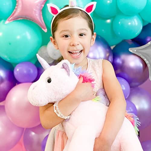 165pcs Shimmer and Confetti Silver Purple Unicorn Balloon Garland Kit for Birthday Decorations - Lasercutwraps Shop