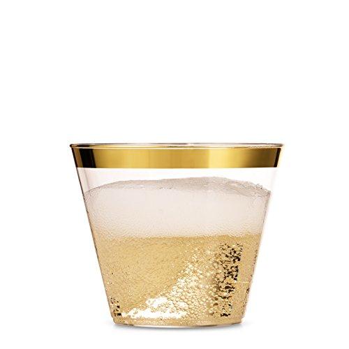 100 Gold Plastic Cups 9 Oz Clear Plastic Cups for Wedding and Birthday Decorations - Lasercutwraps Shop