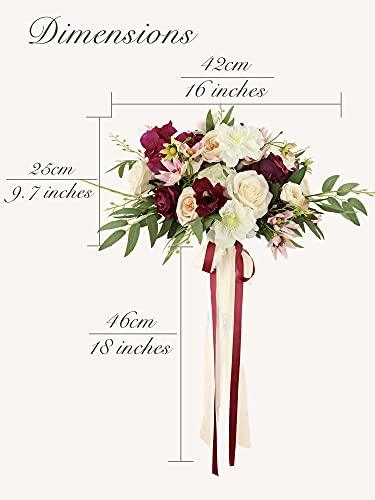 Wedding Bouquets for Bride Marsala Red Bridal Bouquet of Flowers Artificial Flowers - Lasercutwraps Shop