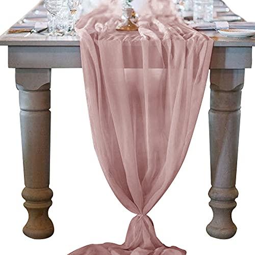 10ft Dusty Rose Chiffon Table Runner 28x120 Inches Romantic Wedding Runner Sheer Bridal Party Decorations - Lasercutwraps Shop
