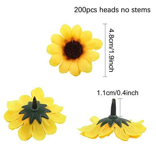 200pcs Artificial Yellow Sunflower Heads 1.8 Inches Silk Fabric Fake Sunflower Heads for Wedding Decoration Bridal Bouquet DIY Handicrafts - Lasercutwraps Shop