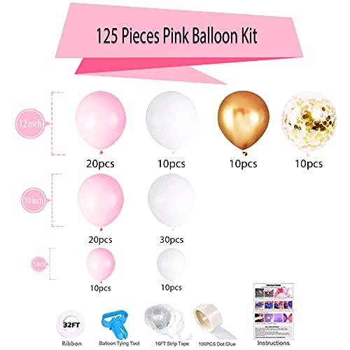 124 Pieces White Pink and Gold Confetti Latex Balloons for Baby Shower Wedding Birthday - Lasercutwraps Shop