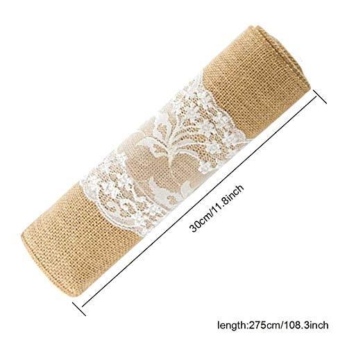 2pcs Burlap Table Runner Burlap Lace Table Runner for Weddings 12X108 Hessian Rustic Jute Country Thanksgiving Christmas Baby Party Decoration Table Decor - Lasercutwraps Shop