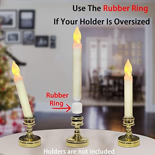 Set of 24 LED Flameless Taper Candles, 6.5" Tall Tapered Candlesticks Battery Operated, Warm Yellow Flickering Flame - Lasercutwraps Shop