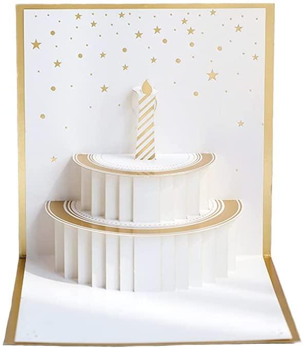 Foil Cake 3D Greeting Card Happy Birthday Handmade Birthday Gift Cute Birthday Card - Lasercutwraps Shop