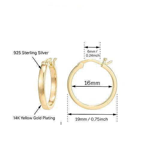 14K Yellow Gold Plated 925 Sterling Silver Post Lightweight Hoops | 20/30mm | Yellow Gold Hoop Earrings for Women - Lasercutwraps Shop