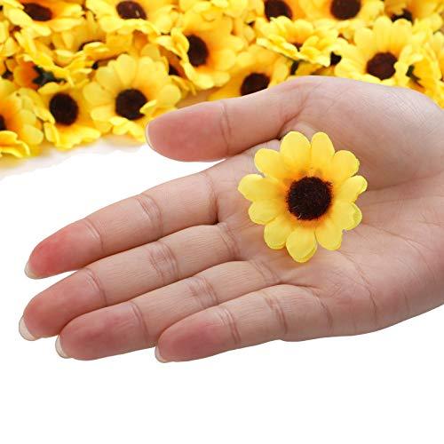 200pcs Artificial Yellow Sunflower Heads 1.8 Inches Silk Fabric Fake Sunflower Heads for Wedding Decoration Bridal Bouquet DIY Handicrafts - Lasercutwraps Shop