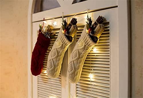 4 Pack Christmas Stockings, 14 Inches Cable Knitted Stocking Gifts & Decoration for Family Holiday Xmas Party Decor, Ivory White and Burgundy - Lasercutwraps Shop