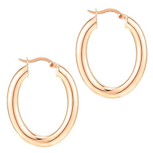 14K Gold Plated Sterling Silver Post Monet Oval Chunky Lightweight Hoop Earrings for Women - Lasercutwraps Shop