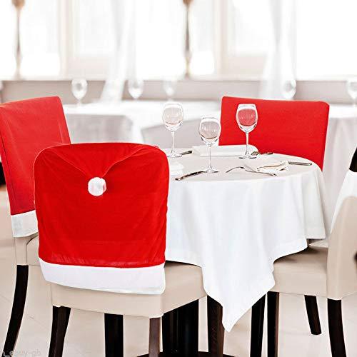 4pc Red Hat Dining Chair Slipcovers,Christmas Chair Back Covers Kitchen Chair Covers for Christmas Holiday Festival Decoration - Lasercutwraps Shop