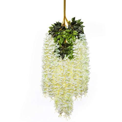 24 Pack (86.6 FT) Artificial Wisteria Vine Ratta Fake Wisteria Hanging Garland Silk Long Hanging Bush Flowers String Home Party Wedding Decor - Lasercutwraps Shop