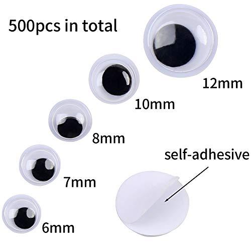 500 Pieces 6mm -12mm Black Wiggle Googly Eyes with Self-Adhesive - Lasercutwraps Shop