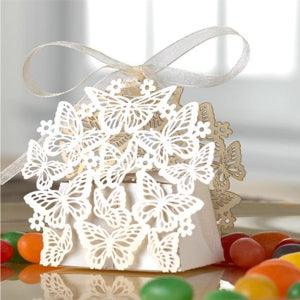 50 Pack Laser Cut Butterfly Wedding Favor Box Birthday Shower Party Candy Boxes with Ribbons Bomboniere Butterflies - Lasercutwraps Shop