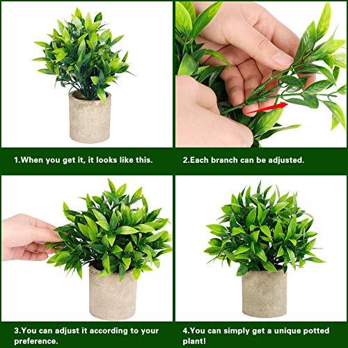 4 Packs Artificial Mini Potted Plants Fake Greenery Eucalyptus Rosemary Plastic Centerpiece for Barhroom Shelf Home Office Desk Table Indoor Decor - Lasercutwraps Shop