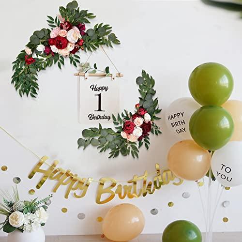 Artificial Wedding Arch Flowers, Eucalyptus Leaves Large Rose&Peony Floral Swags - Lasercutwraps Shop