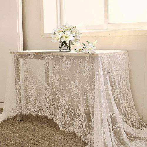 Lace Tablecloth White Wedding Tablecloths 60x120 Inch Vintage Rustic Farmhouse Table Fabric for Romantic Wedding Table Decorations - Lasercutwraps Shop