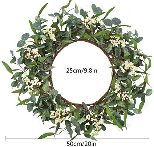Artificial Eucalyptus Wreath for Front Door 20inch Spring Summer Large Green Leaf Wreath for Festival Celebration Wall Window Faux Eucalyptus Porch Farmhouse Patio Garden Decor - Lasercutwraps Shop
