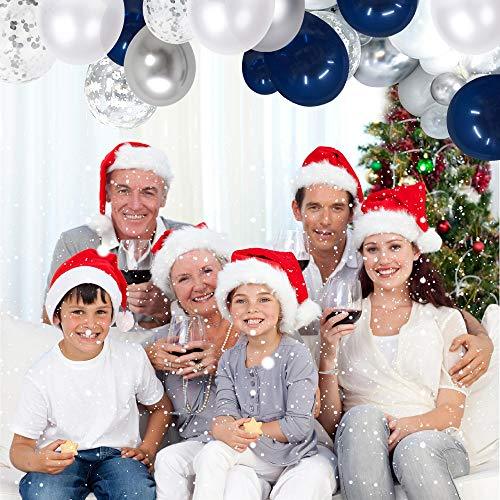 Navy Blue and Silver Confetti Balloons 50 pcs, 12 inch White Pearl and Silver Metallic Chrome Party Balloons for 2020 Graduation Party Decorations - Lasercutwraps Shop