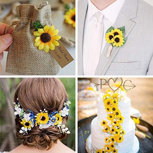200pcs Artificial Yellow Sunflower Heads 1.8 Inches Silk Fabric Fake Sunflower Heads for Wedding Decoration Bridal Bouquet DIY Handicrafts - Lasercutwraps Shop