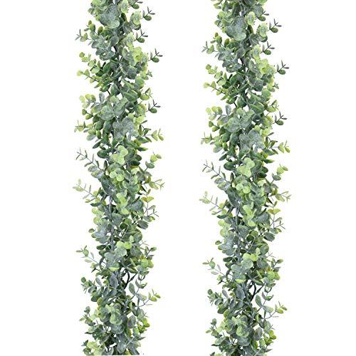 faux eucalyptus hanging plant Faux Eucalyptus Garland Plant, 2 Pack Artificial Vines Hanging Eucalyp – Lasercutwraps Shop