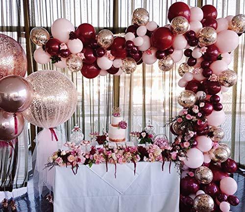 126pcs Burgundy Maroon Pink and Gold Balloons for Baby Shower Decorations - Lasercutwraps Shop
