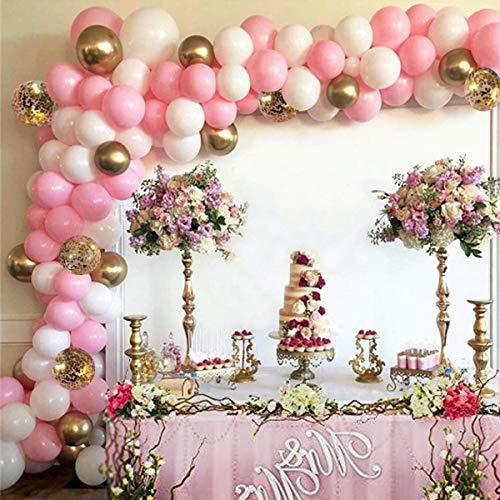 124 Pieces White Pink and Gold Confetti Latex Balloons for Baby Shower Wedding Birthday - Lasercutwraps Shop