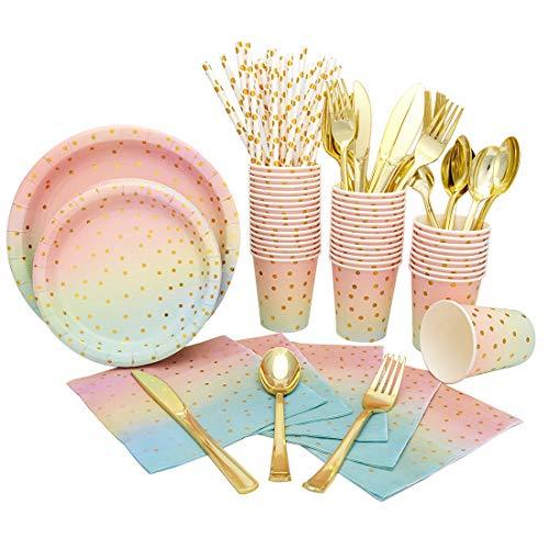 Ombre Party Supplies-Disposable Tableware for Birthday Party