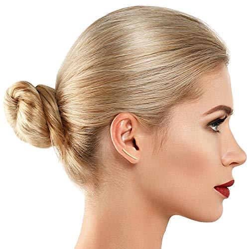 14K Yellow Gold Plated Sterling Silver Post Crawler Earrings Cuff Studs - Lasercutwraps Shop