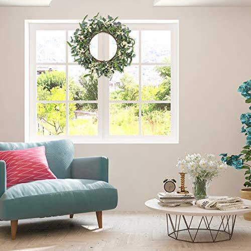 Artificial Eucalyptus Wreath for Front Door 20inch Spring Summer Large Green Leaf Wreath for Festival Celebration Wall Window Faux Eucalyptus Porch Farmhouse Patio Garden Decor - Lasercutwraps Shop