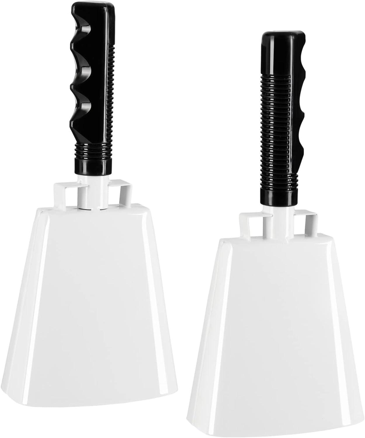 2 Pack Large Red Metal Cowbells for Football Games, 9 Inch Hand Percussion Noise Makers with Handles for Sporting Events, Graduations, Stadiums - Lasercutwraps Shop