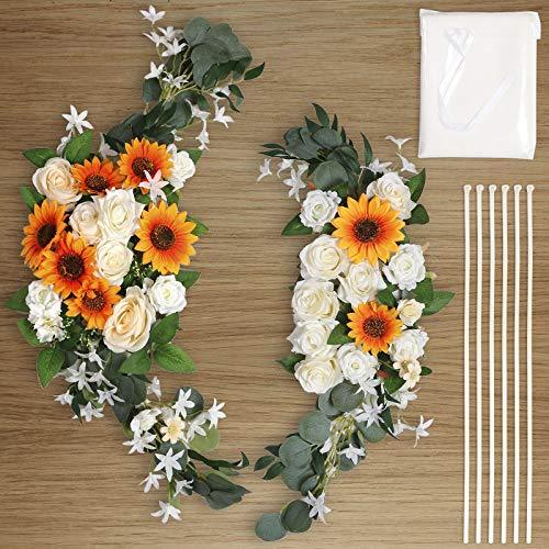 3pcs Sunflower Artificial Wedding Arch Flowers Kit, Wedding Arch Draping Fabric - Lasercutwraps Shop