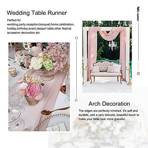10ft Dusty Rose Chiffon Table Runner 2 Pieces 28x120 Inches Sheer Chiffon Fabric Table Cloth Rustic Wedding Reception Table Decorations - Lasercutwraps Shop