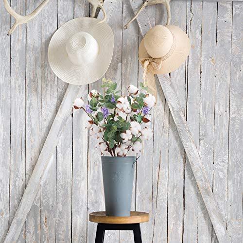 6pcs Cotton Stems, Artificial Cotton Flower Branches with Eucalyptus Lavender in Bulk, Faux Cotton Plants Decor Dried Cotton Floral Arrangements for Vases Farmhouse Flowers Decoration - Lasercutwraps Shop