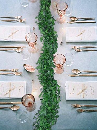 12 Strands Artificial Ivy Leaf Plants Vine Hanging Garland Fake Foliage Flowers Home Kitchen Garden Office Wedding Wall Decor, 84 Feet, Green - Lasercutwraps Shop