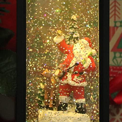 Christmas Snow Globe Lantern with Music, Battery Operated Lighted Swirling Glitter Water Lantern with Timer - Lasercutwraps Shop