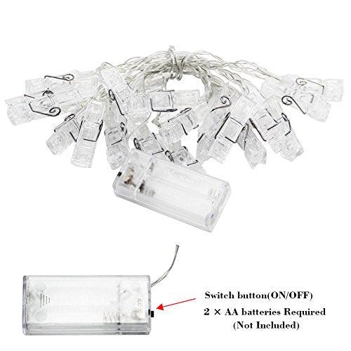 10 ft 20 LED Photo Clips String Lights Battery Operated Fairy String Lights with Clips for Hanging Pictures, Cards, Artwork - Lasercutwraps Shop