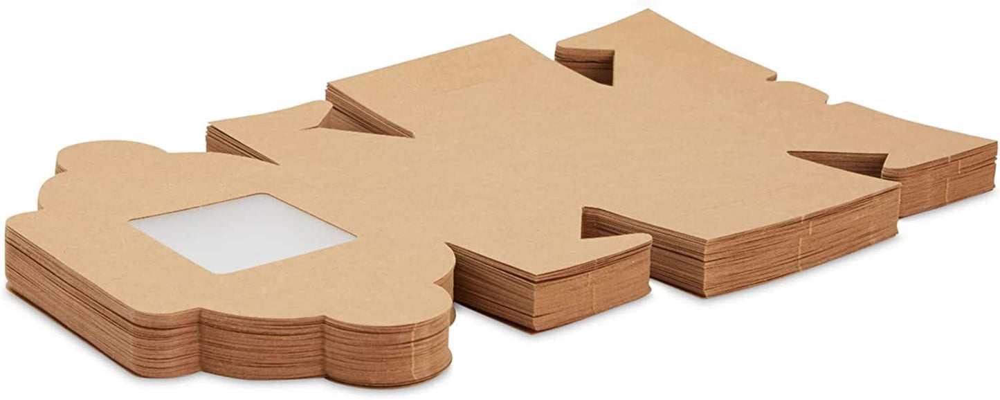 50 Pack Individual Pastry Boxes with Window for Bakery Supplies, 4x4x2 Kraft Dessert Containers for Muffins, Treats, Cookies, Mini Pies - Lasercutwraps Shop