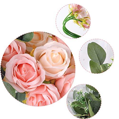 34pcs Artificial Rose Flowers, 24 Silk Flowers and 10 Artificial Eucalyptus Leaves Stems in Bulk Fake Flowers Bouquet, for Home Bridal Wedding Party Festival Decor - Lasercutwraps Shop