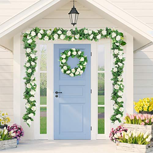 2pcs 15.7ft Flower Garland Fake Flower Rose Vine Wall Hanging for Wedding Arch - Lasercutwraps Shop