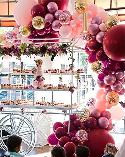 126pcs Burgundy Maroon Pink and Gold Balloons for Baby Shower Decorations - Lasercutwraps Shop