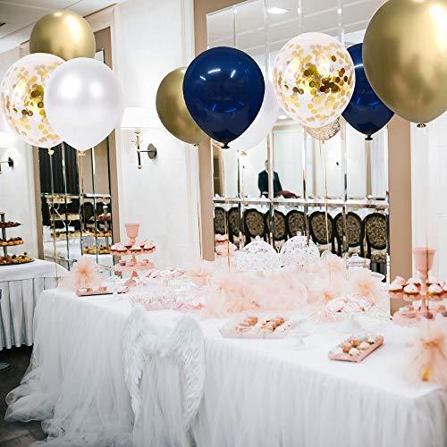 Navy Blue and Gold Confetti Balloons, 50 pcs 12 inch Pearl White and Gold Metallic Chrome Birthday Balloons for Celebration Graduation Party Balloons - Lasercutwraps Shop