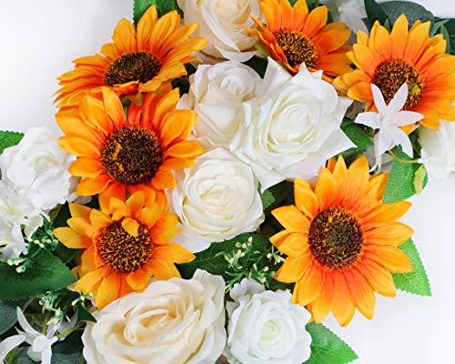 3pcs Sunflower Artificial Wedding Arch Flowers Kit, Wedding Arch Draping Fabric - Lasercutwraps Shop