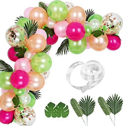 83 Pieces Tropical Balloons Garland Kit DIY Luau Balloon Arch Garland with Tropical Leaf - Lasercutwraps Shop
